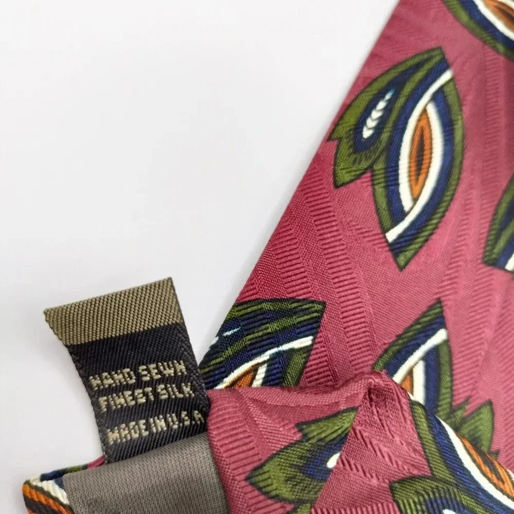 Talbott Studio Men's Silk Necktie Tie Abstract Leaf pattern Hand Sewn 58…